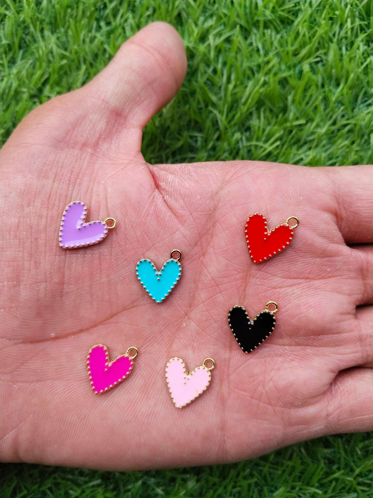 Heart Charms 6 pcs