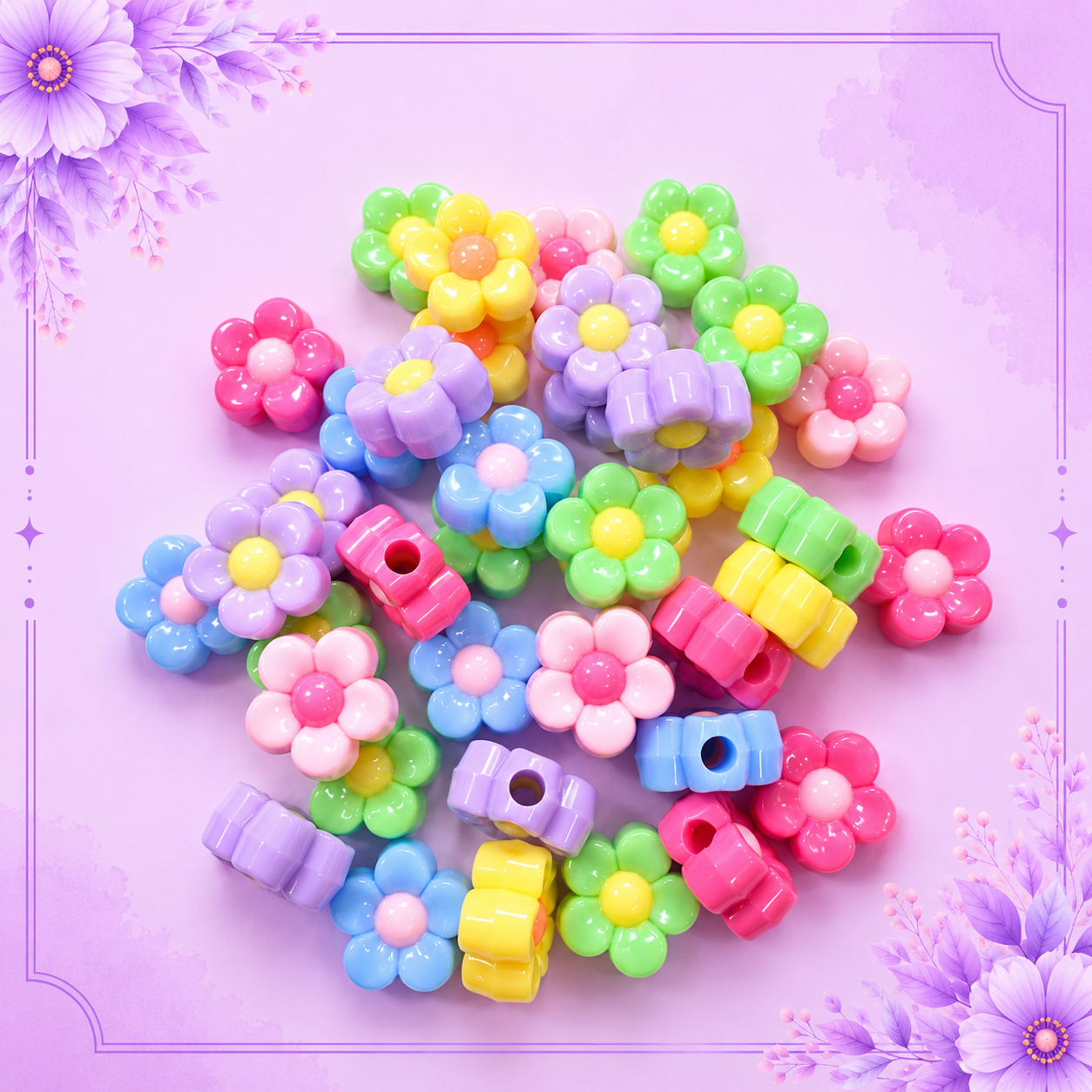 Pastel Flower Acrylic Beads