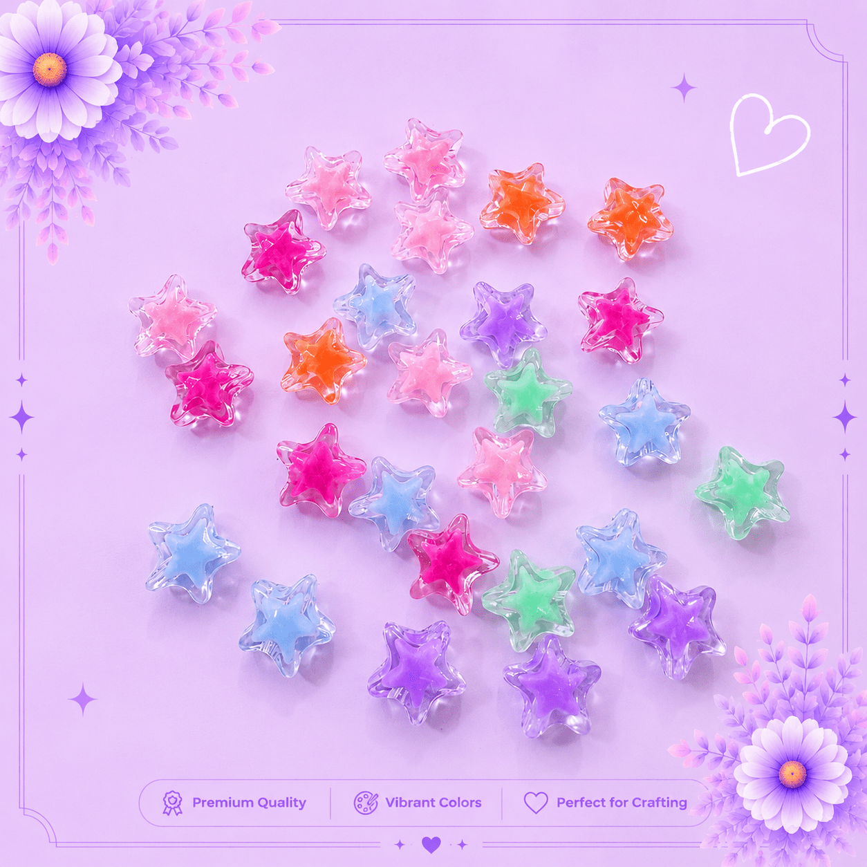 Transparent Colorful Star Beads