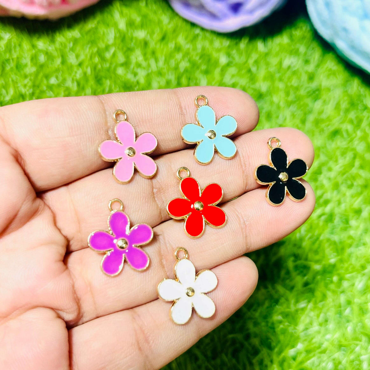 Flower Charms 6 pcs