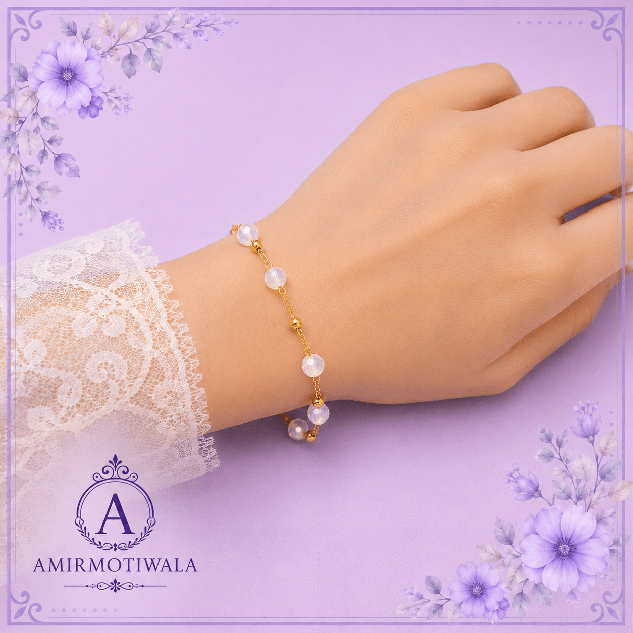 White crystal rosary chain