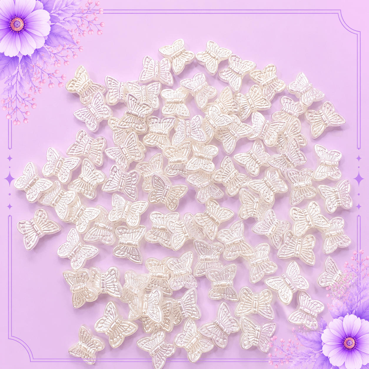 Pearl Butterfly Acrylic Beads