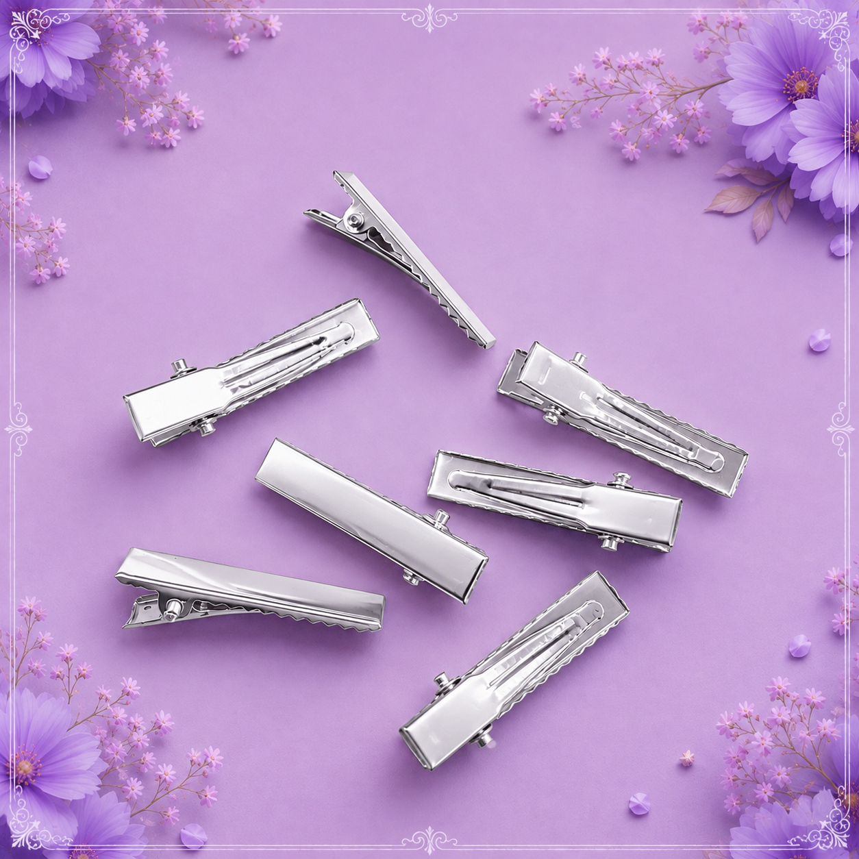 Silver-Plated Alligator Hair Clips 3cm