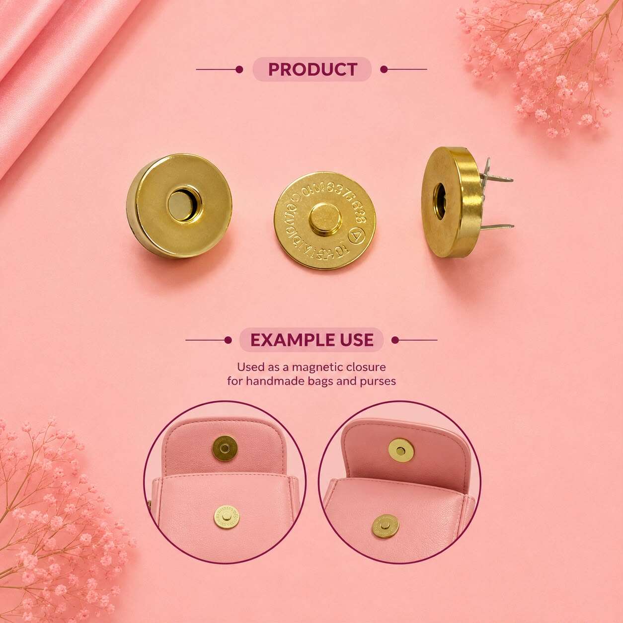 Gold Magnetic Button for Bags (1 Pair)