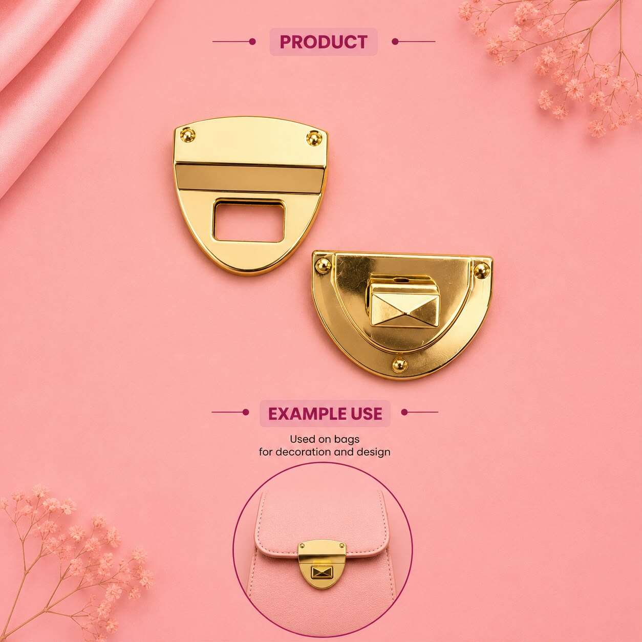 Luxury Gold Push Lock Clasp