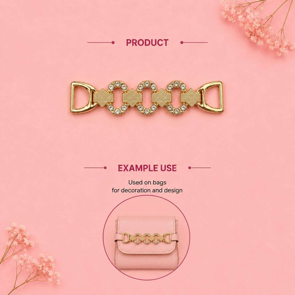Gold Rhinestone Decorative Bag Connector