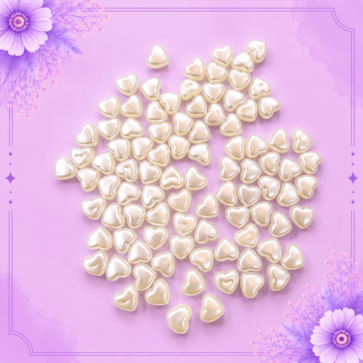 Pearl Heart Acrylic Beads