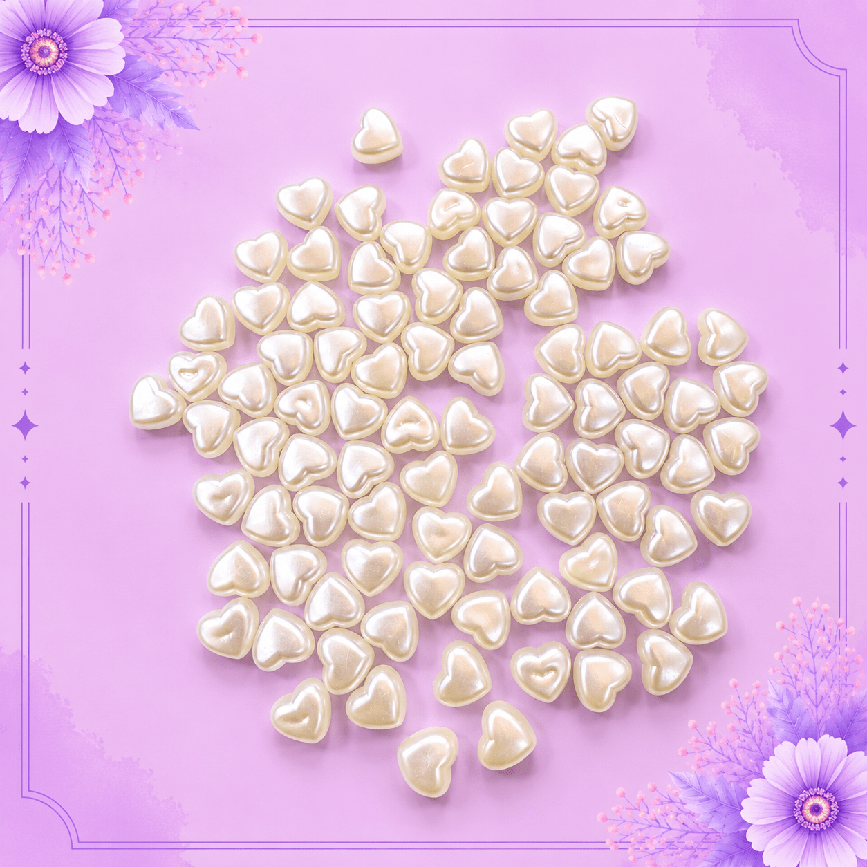 Pearl Heart Acrylic Beads