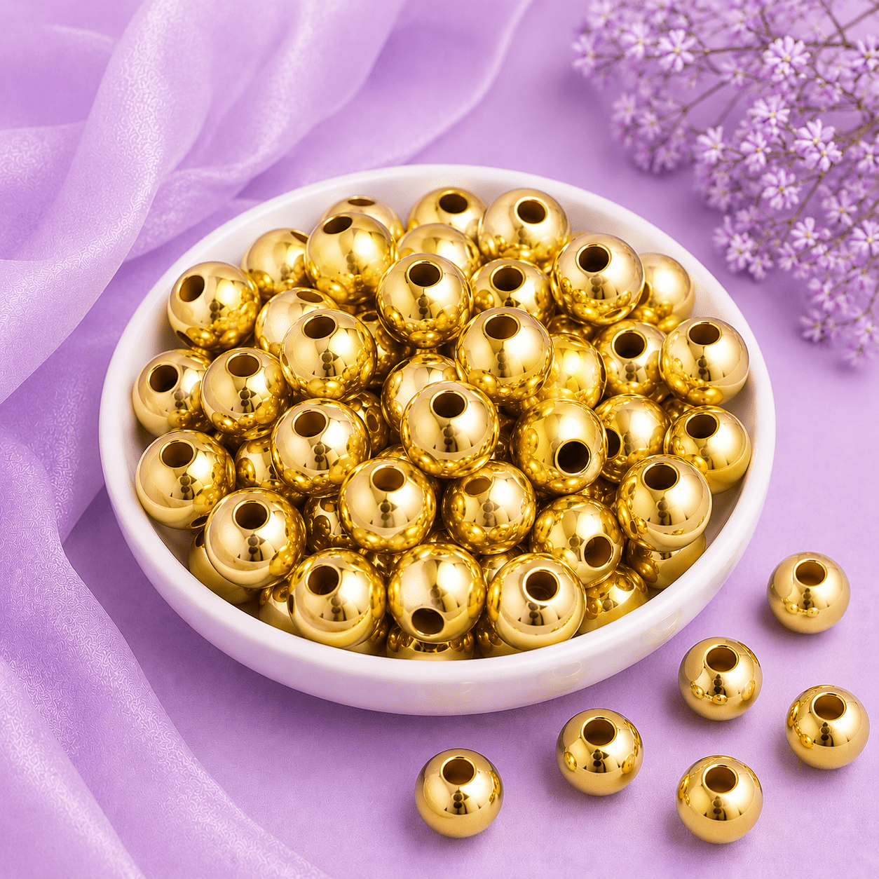 Plastic beads 6mm golden CCB