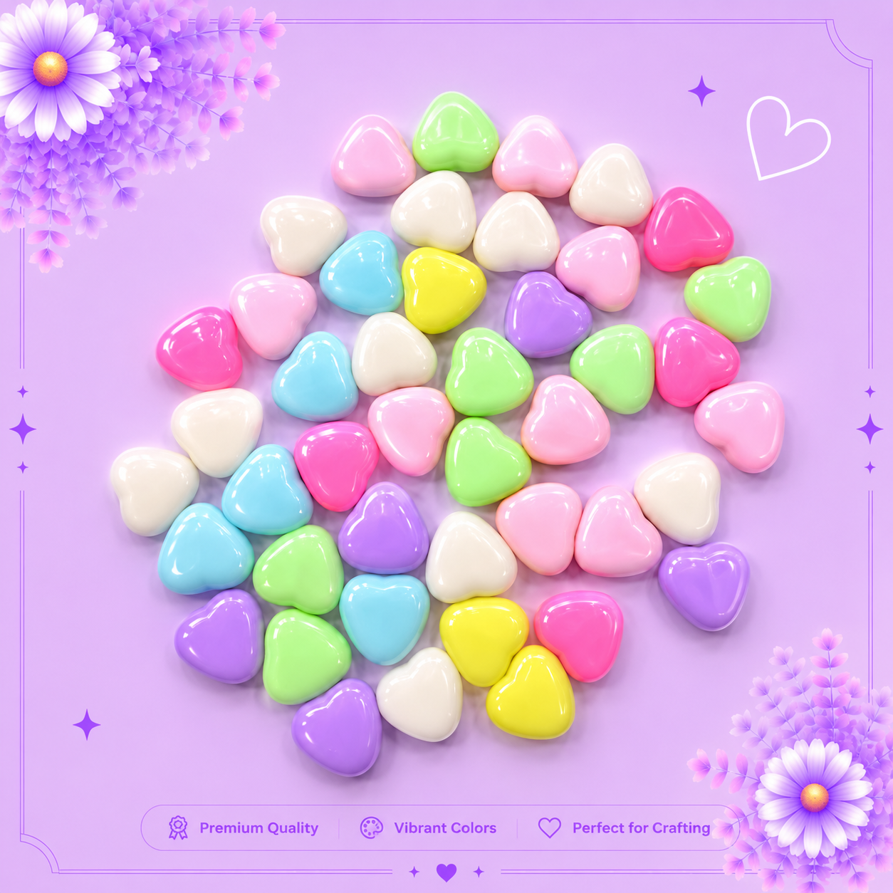 Pastel Heart Craft Beads