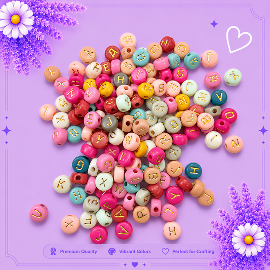 Gold multi Mix Alphabet Beads