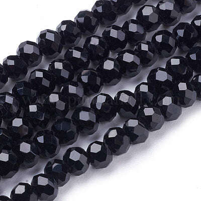 Black crystal beads 8mm