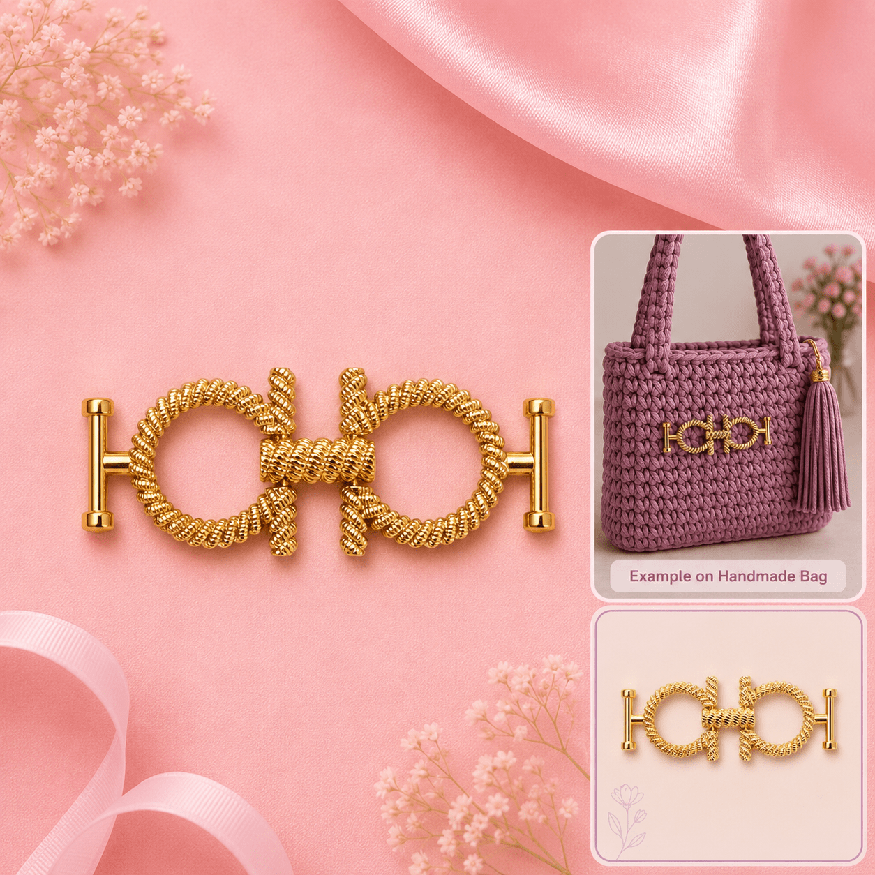 Gold Bow Knot Bag Connector