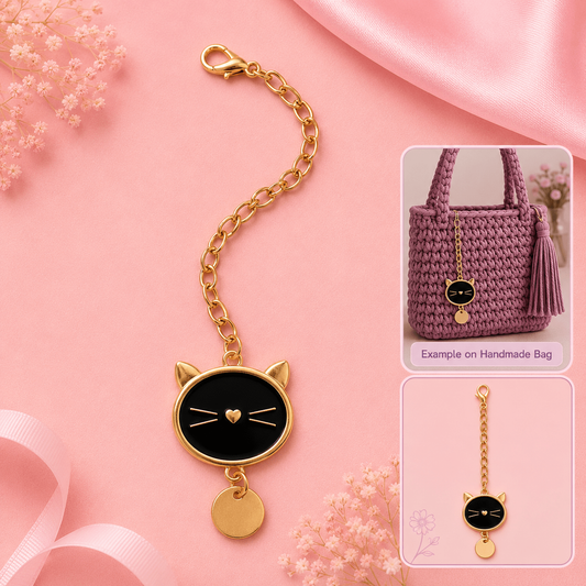 Cute Black Cat Bag Charm Keychain