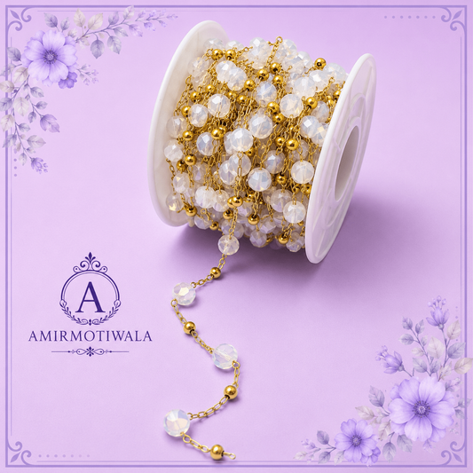 White crystal rosary chain
