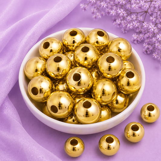 Plastic beads 10mm golden CCB