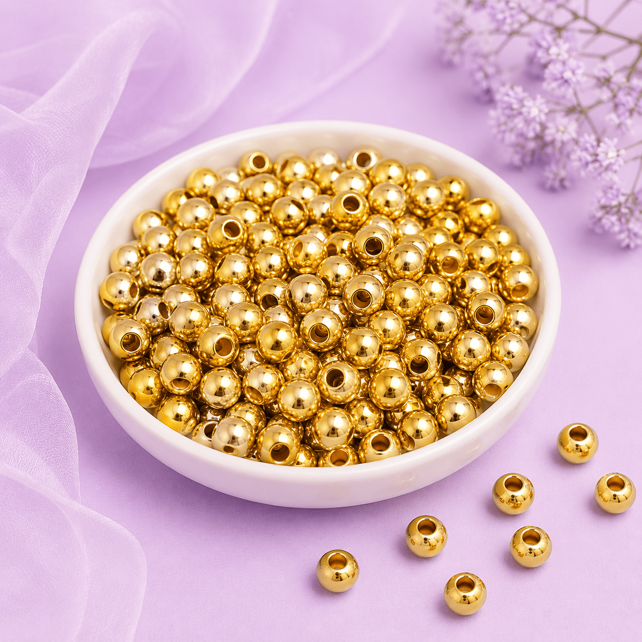 Plastic beads 4mm golden CCB