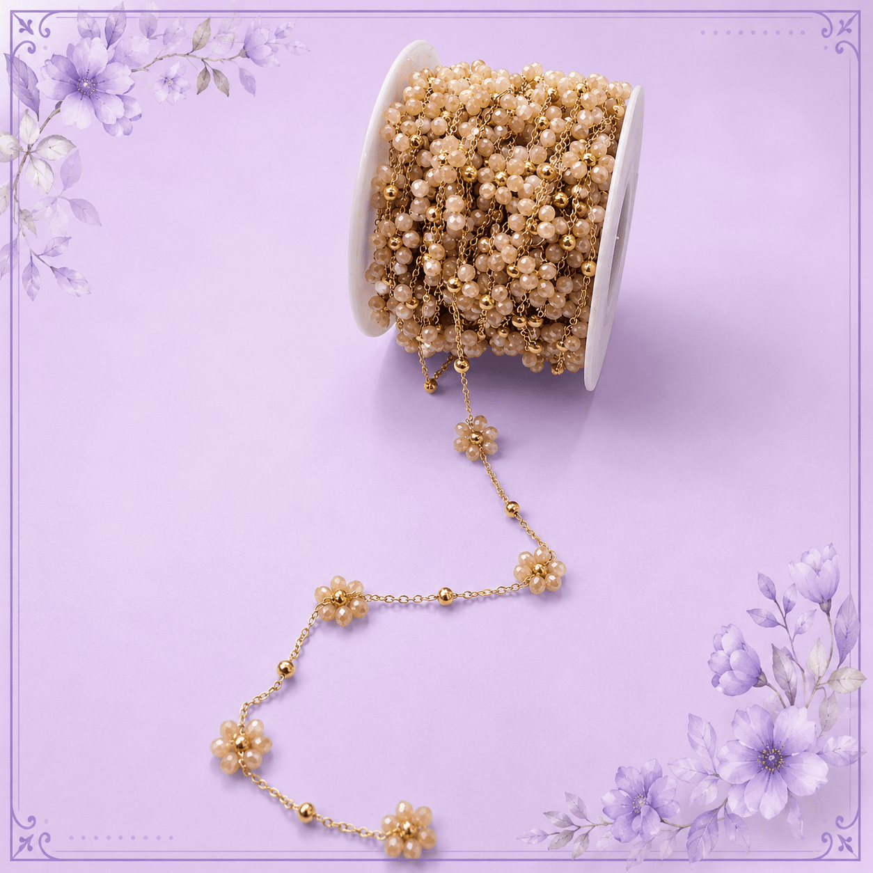 Champagne Flower Rosary Chain