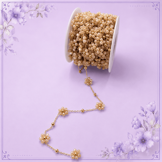 Champagne Flower Rosary Chain