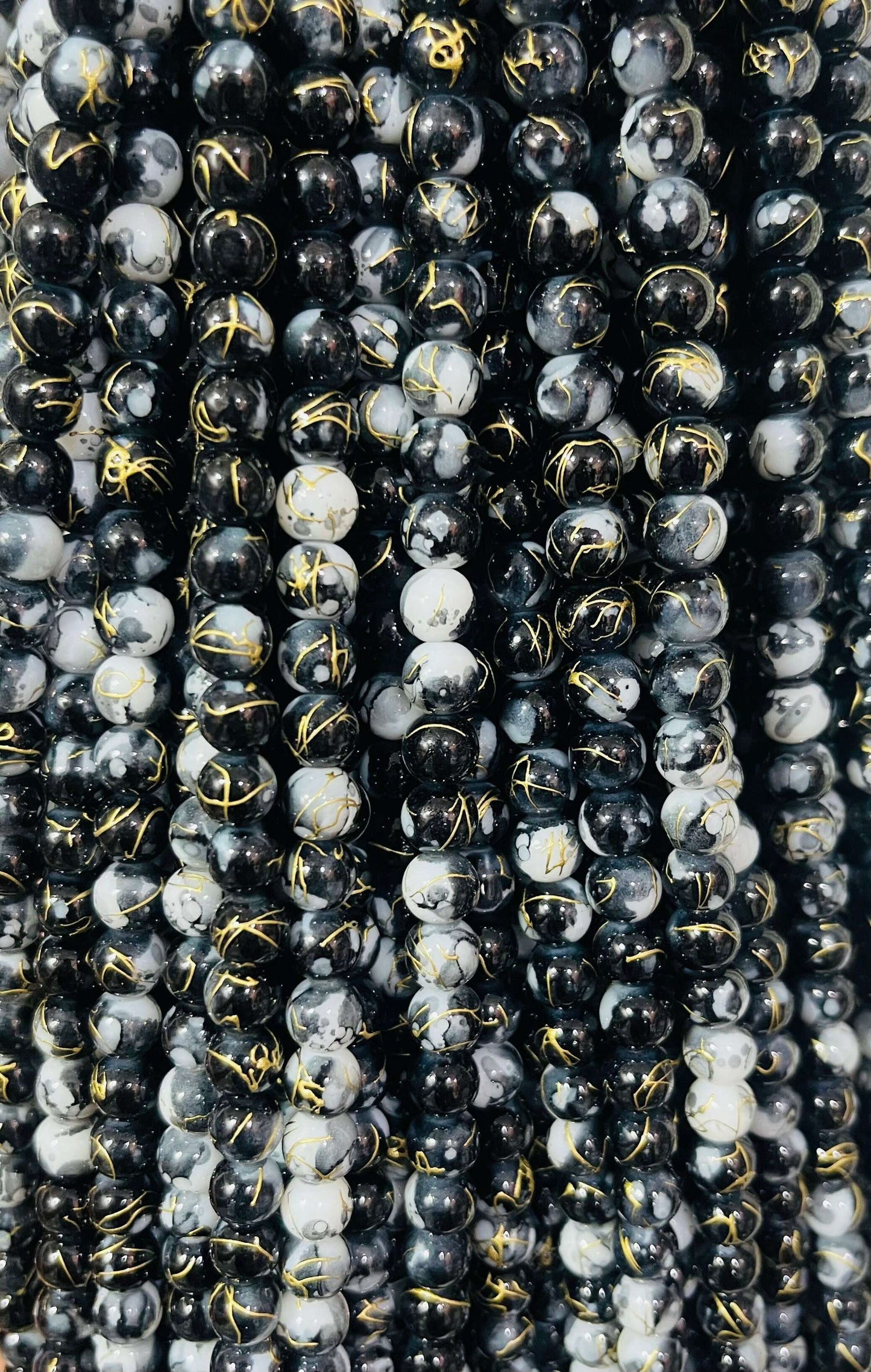 Marble Glass beads 8mm