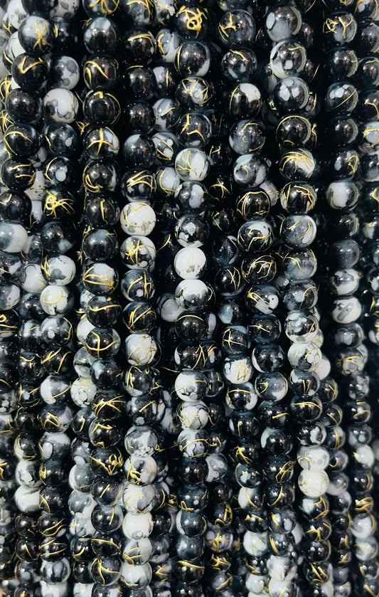 Marble Glass beads 8mm