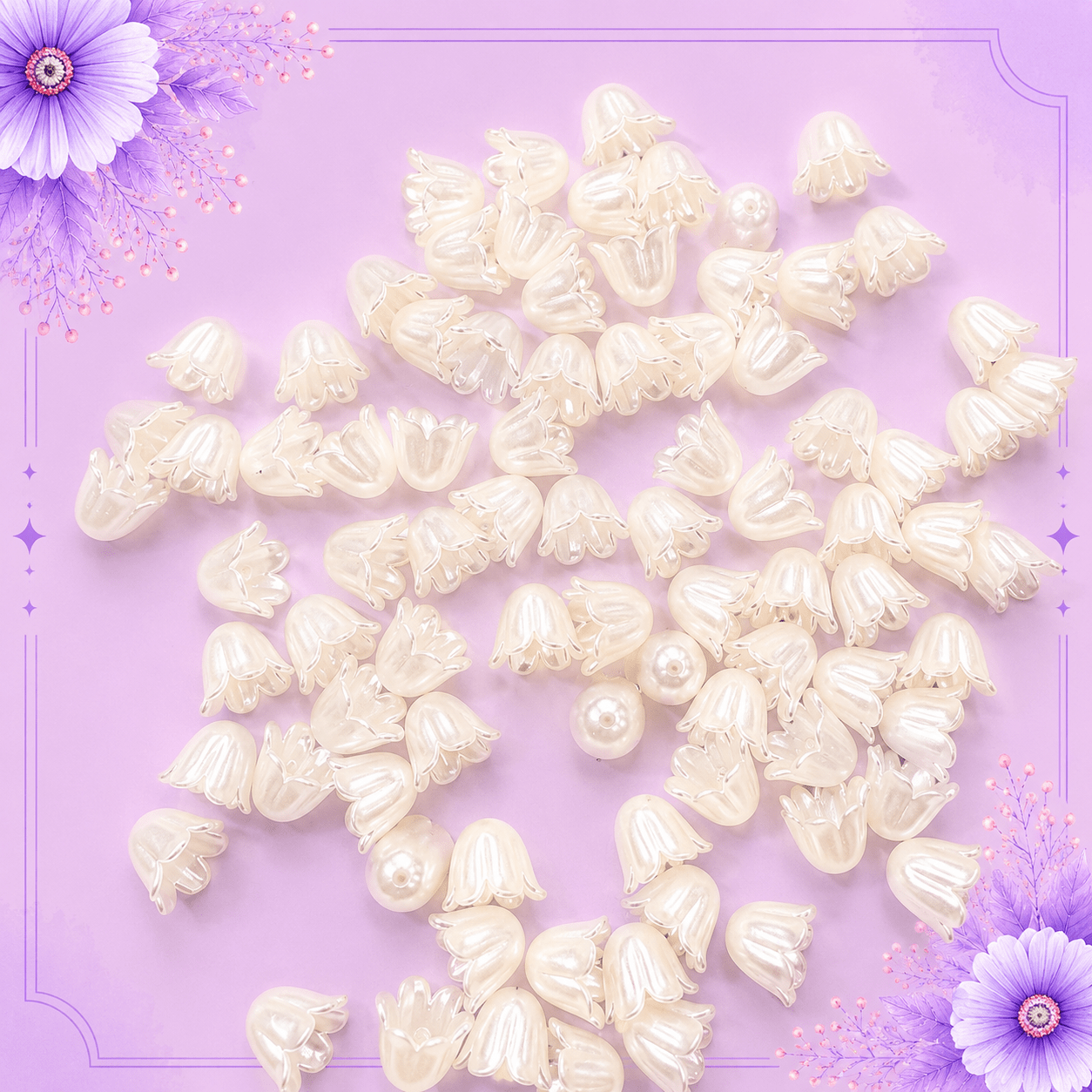 Pearl Bell Flower Acrylic Beads