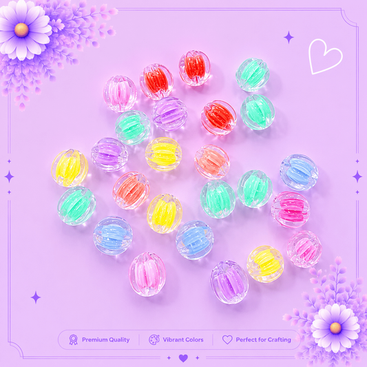 Transparent Round Ribbed Beads