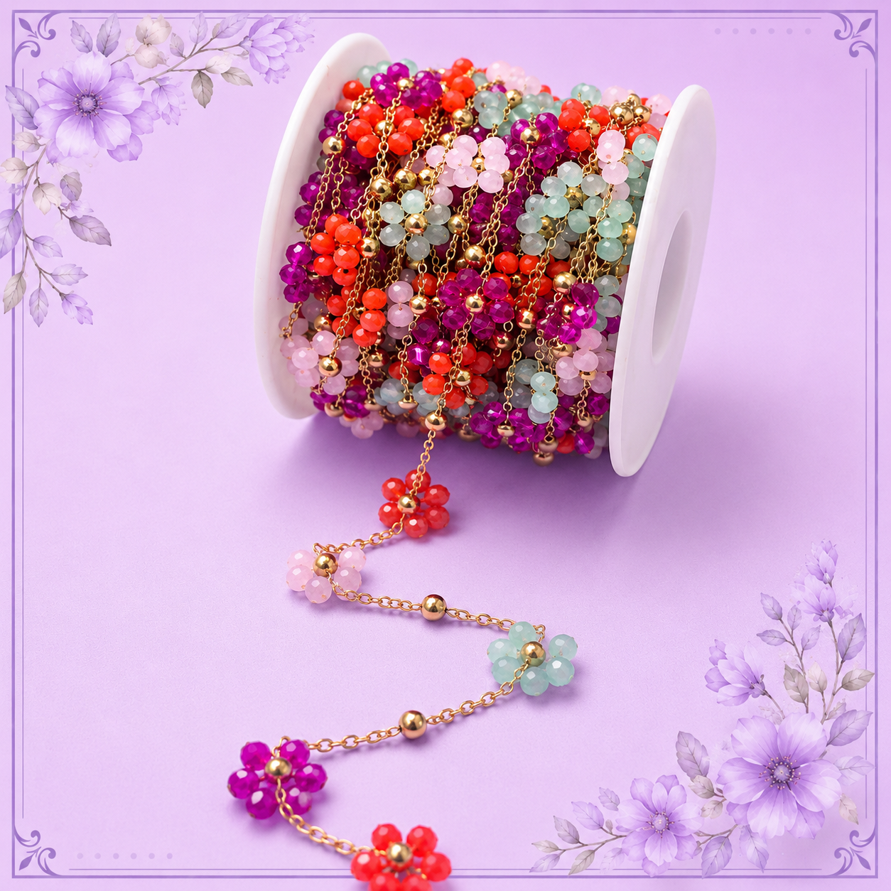 Multicolor Flower Rosary Chain