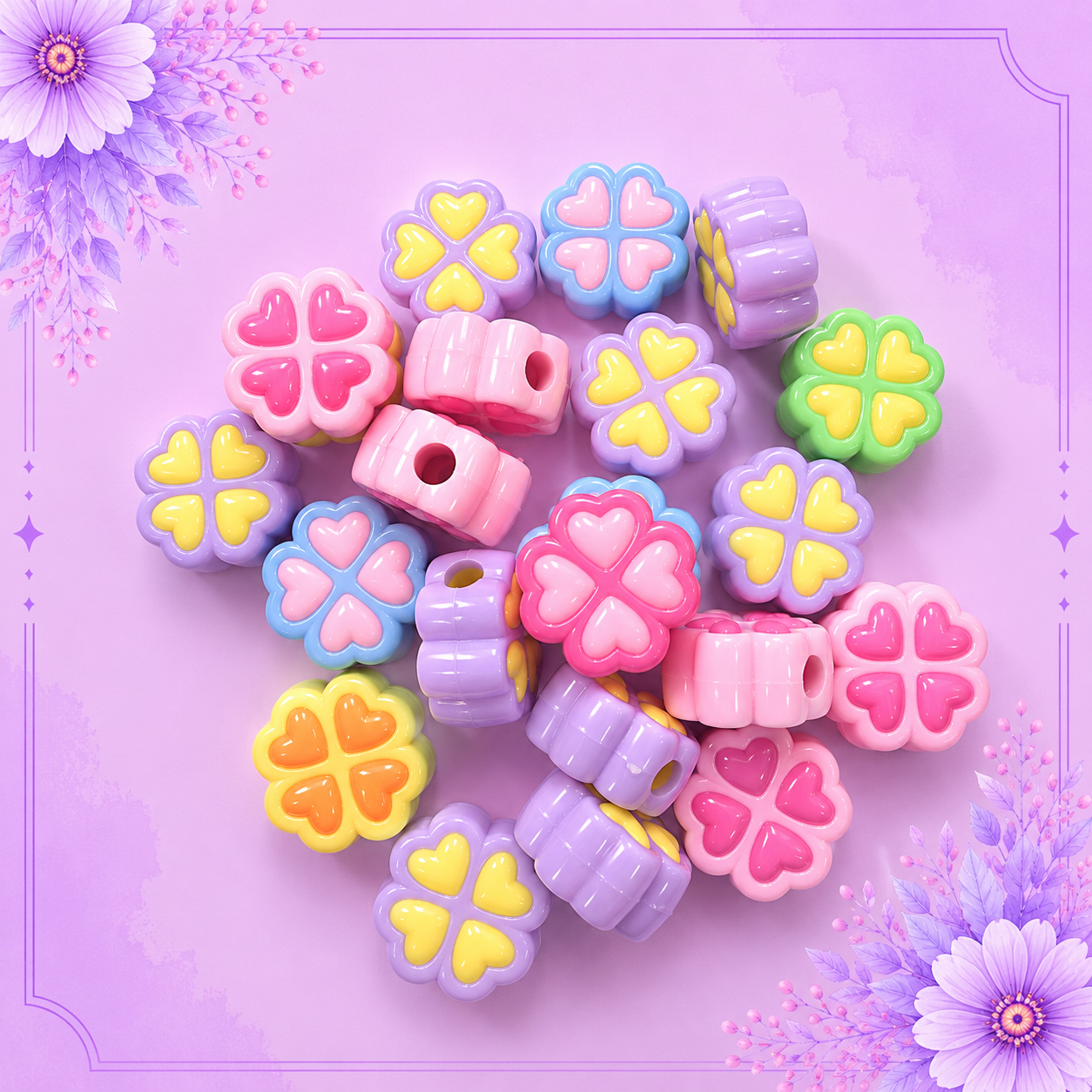 Leaf Clover Acrylic Spacer Beads