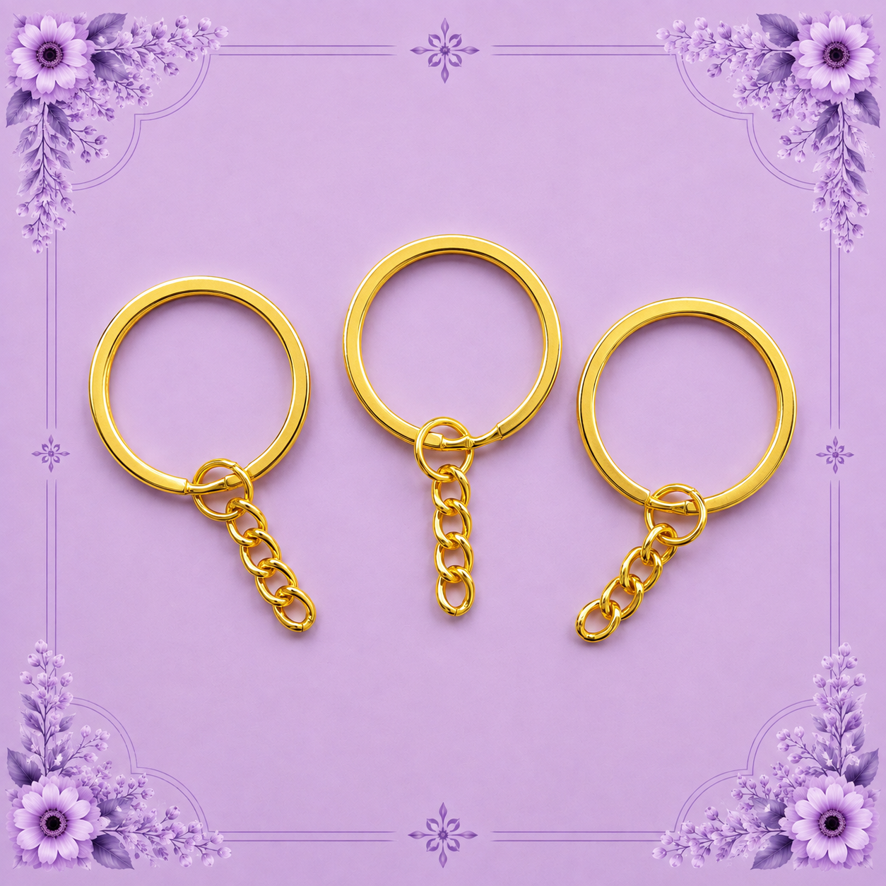 Gold-Plated Keychain Rings with Chain