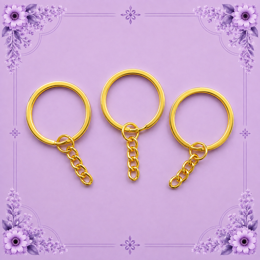 Gold-Plated Keychain Rings with Chain