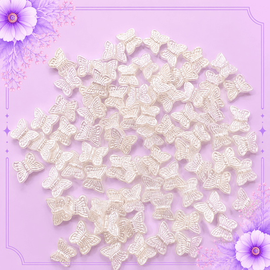 Pearl Butterfly Acrylic Beads