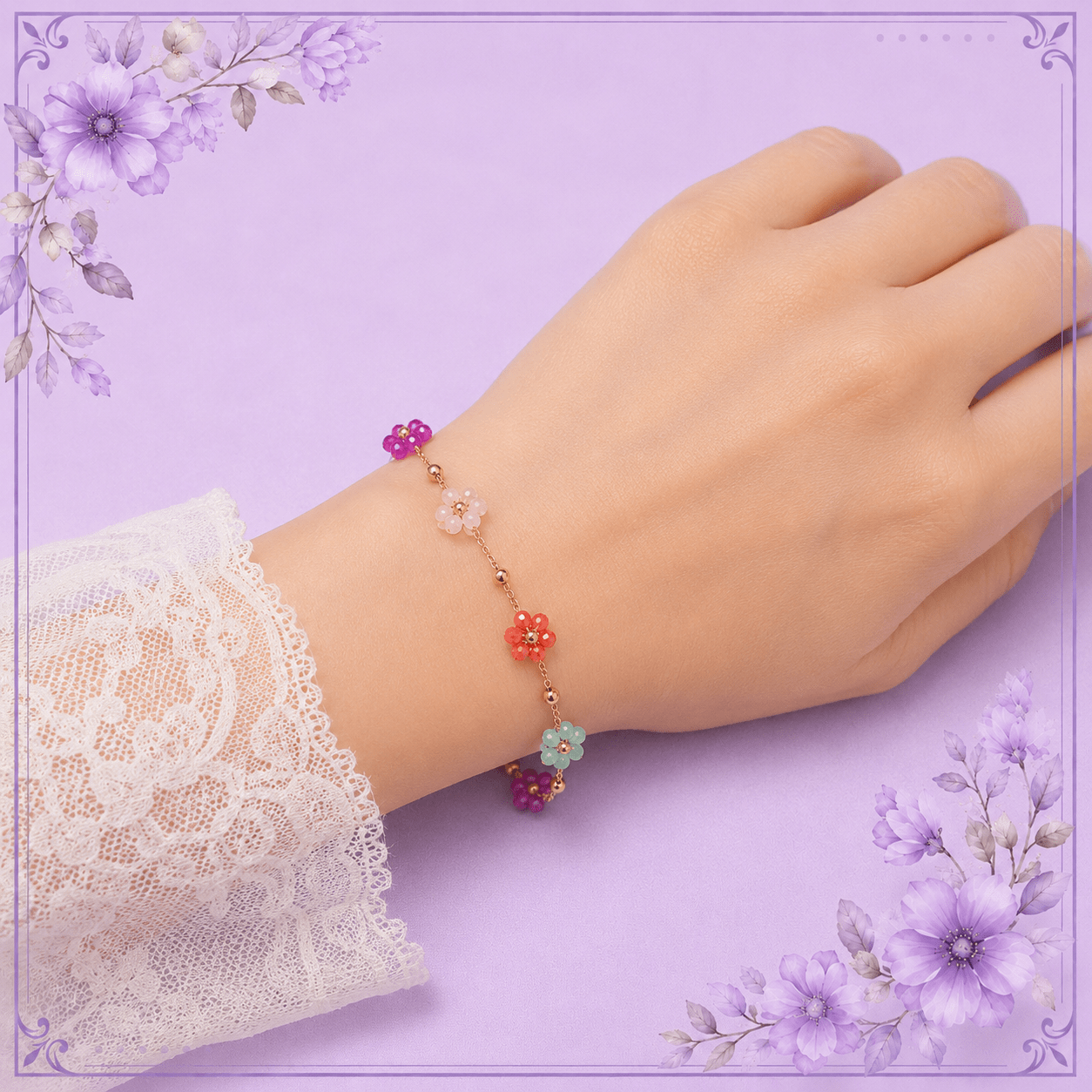 Multicolor Flower Rosary Chain