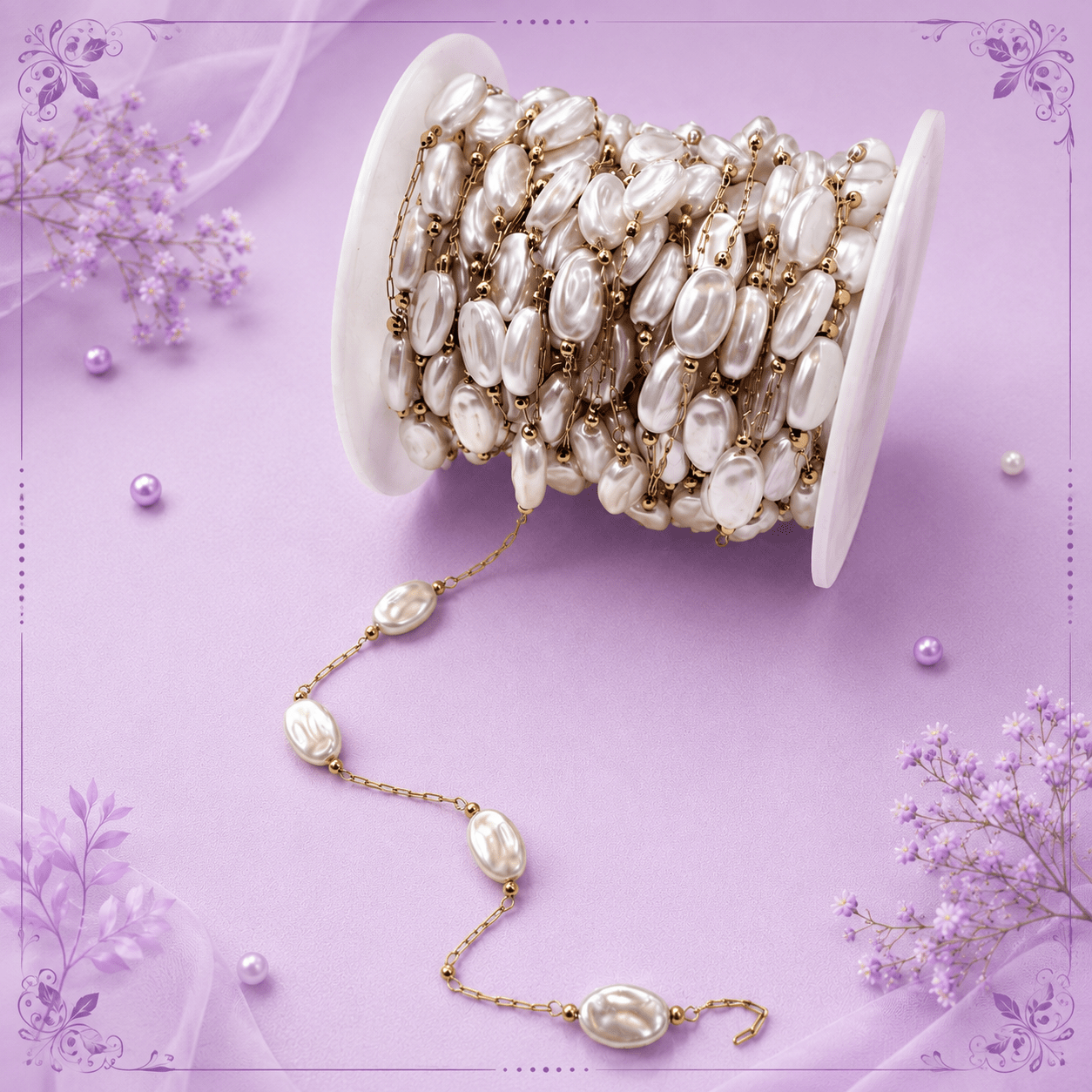 Oval pearl rosary chain