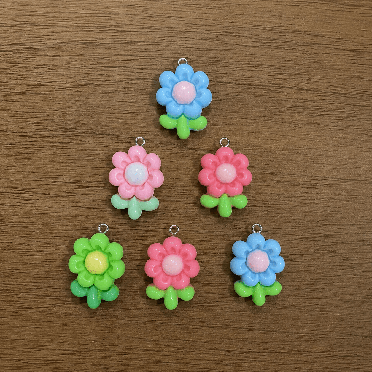 Acrylic Flower Charms (6 Pcs)