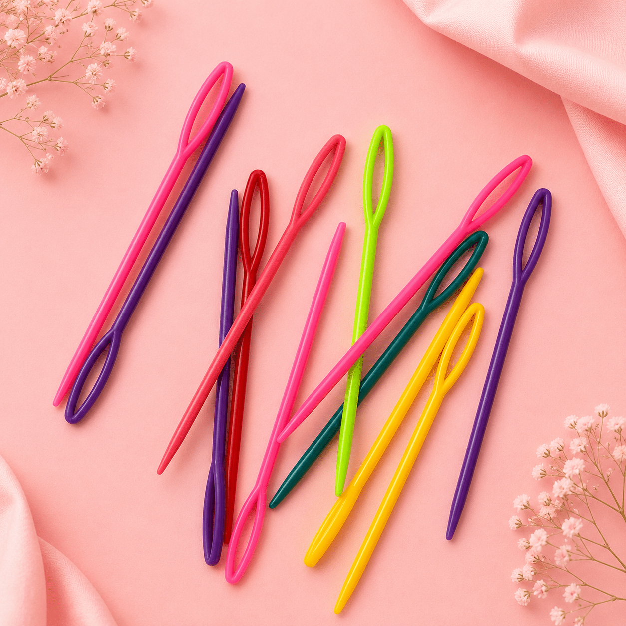 Colorful Plastic Sewing Needles Set – Large Eye Yarn & Wool Needles (12 Pieces)