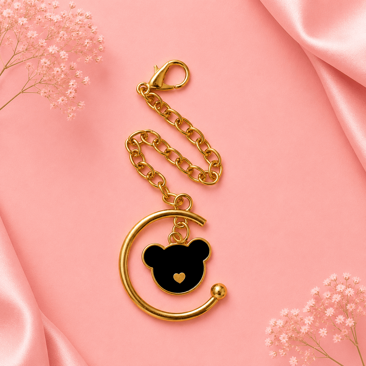 Gold Bear Keychain Charm with Lobster Clasp – DIY Bag Charm