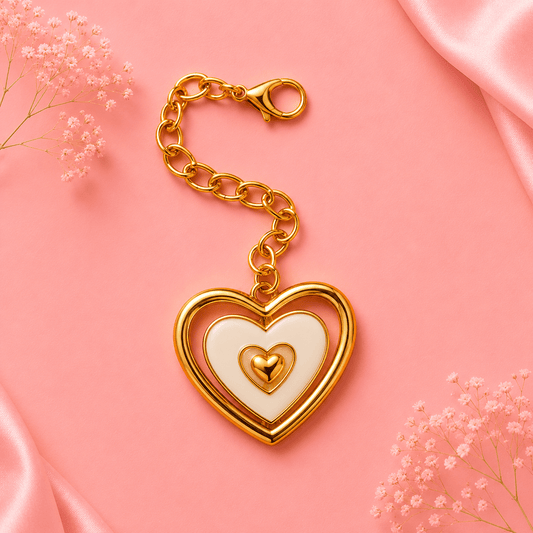 Gold Heart Bag Charm with Lobster Clasp – Luxury Handbag Hanging Pendant