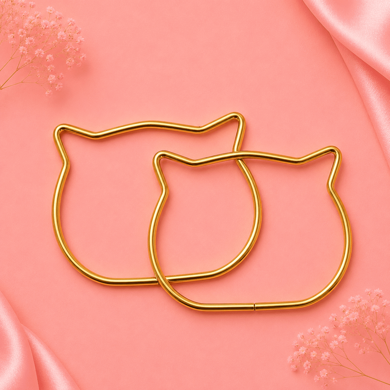 Cat Shape Bag Handle – Gold Metal Purse Handle (1 Pair)