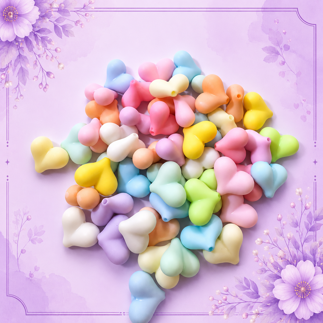 Matte Double Heart Acrylic Beads