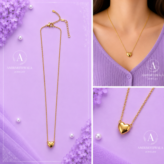 Stainless Steel Gold Heart Pendant Necklace