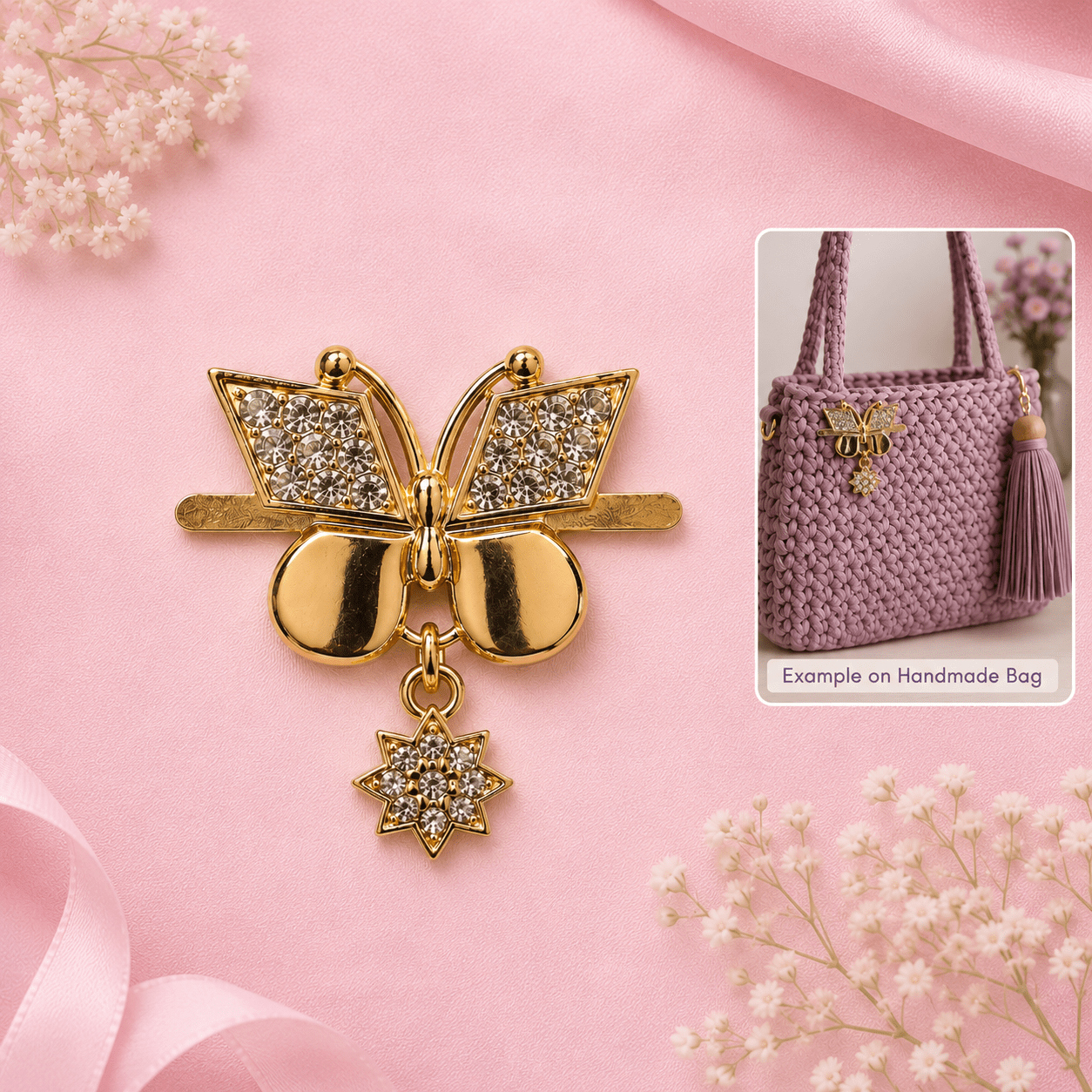 Crystal Butterfly Bag Charm Connector