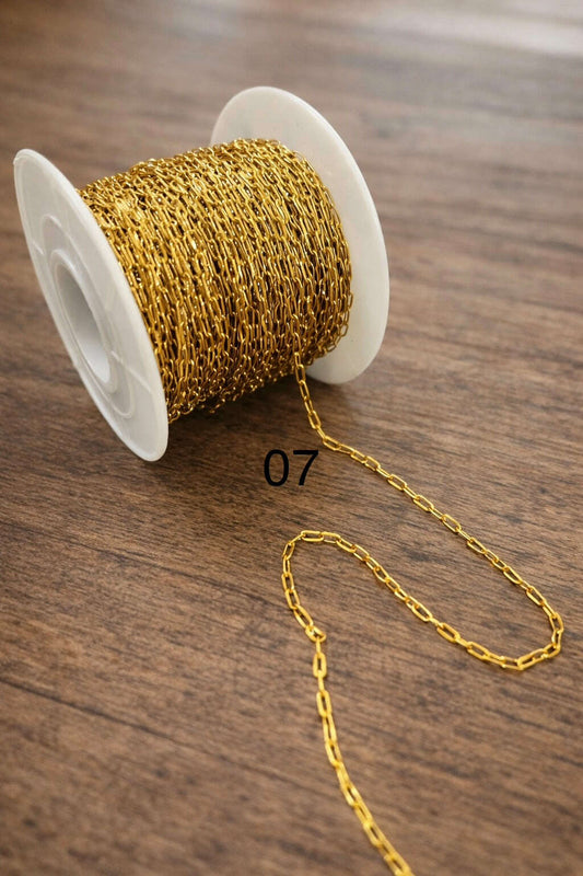 (07)_ Stainless 0.4x2x4mm Golden Chain
