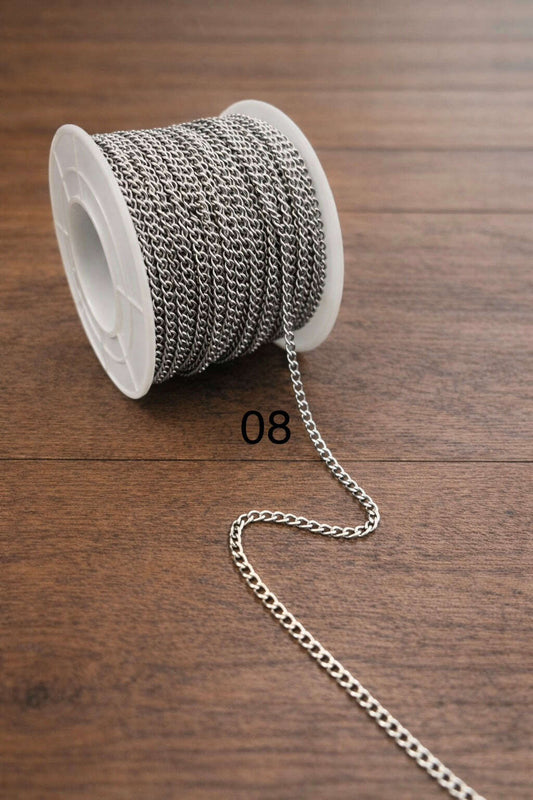(08)_Stainless 0.8x2mm Silver Chain