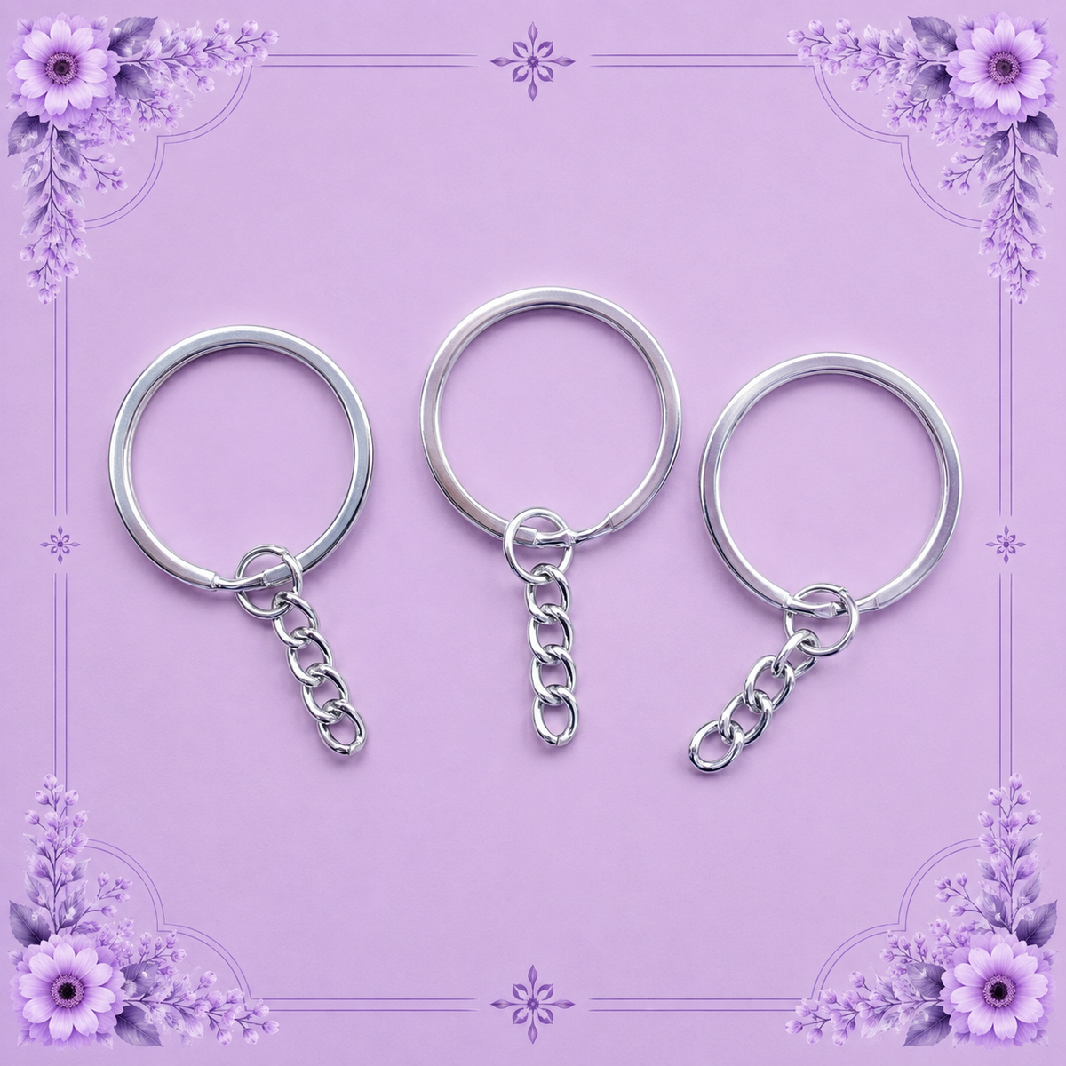 Silver-Plated Keychain Rings with Chain