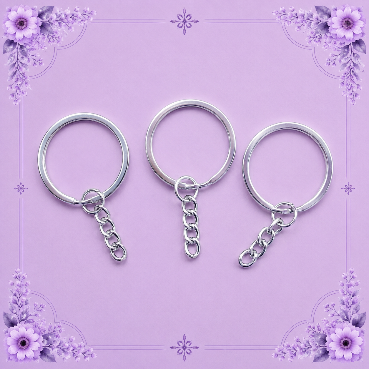 Silver-Plated Keychain Rings with Chain