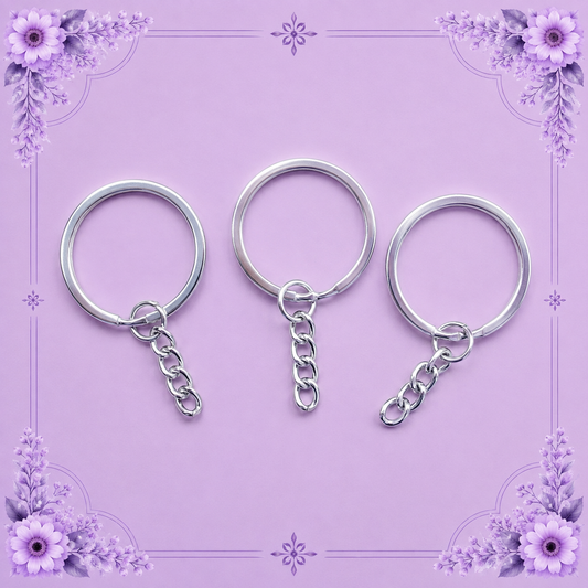 Silver-Plated Keychain Rings with Chain