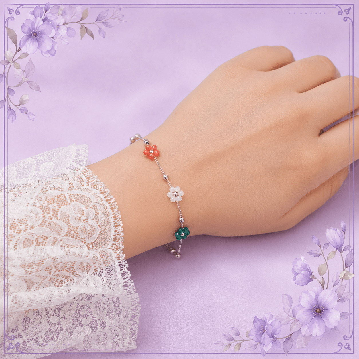 Multicolor Flower Rosary Chain