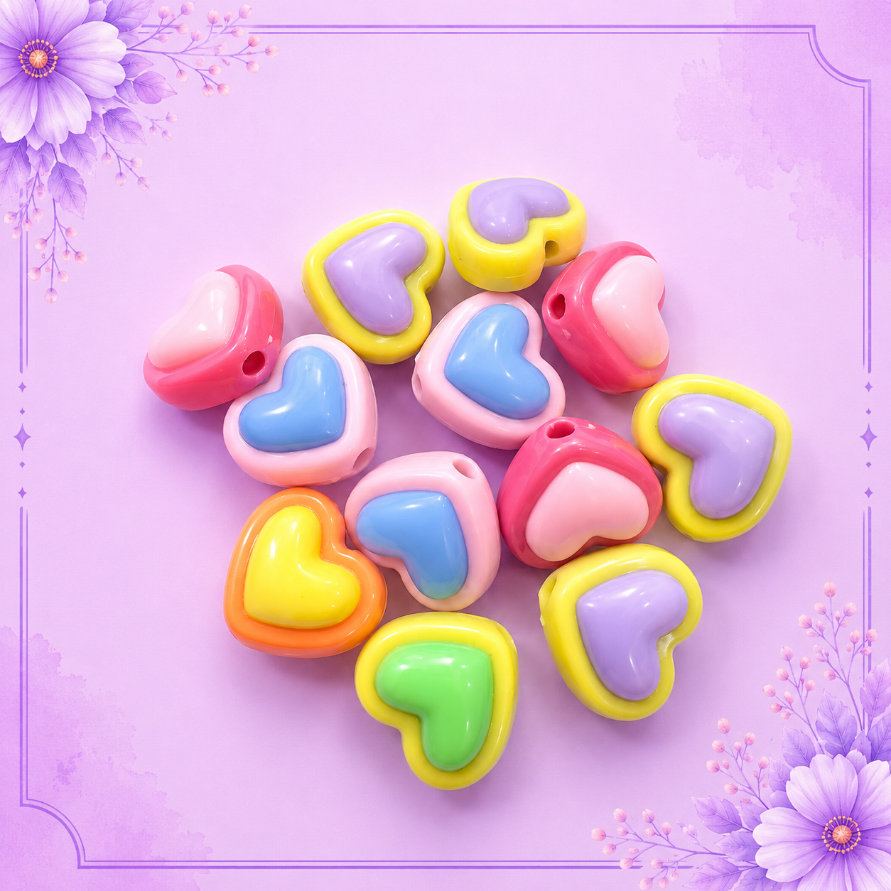 Pastel Heart Acrylic Beads