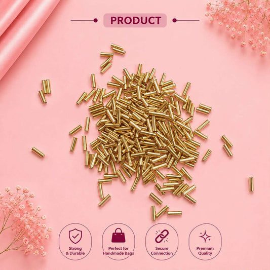 Gold Metal Tube Spacer Beads (3×7mm)